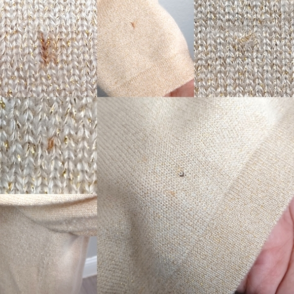 St. John Old Money Cashmere Blend Cream Gold Crewneck Jumper Sweater - Picture 12 of 13